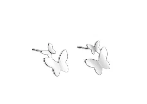 S999 Silver Butterfly stud Earrings Hypoallergenic Ear Jewelry - 2/5