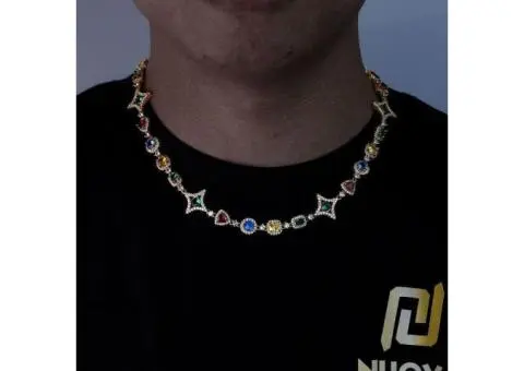Rainbow Iced Cuban Chain Luxury Multi-CZ Golden Necklaces - 1/5