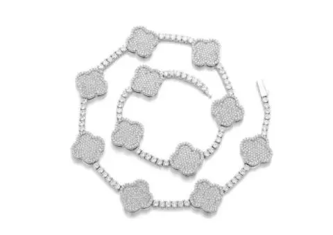 Men's Full Pavé Clover Chain Necklace in Shimmering Cubic Zirconia - 2/6