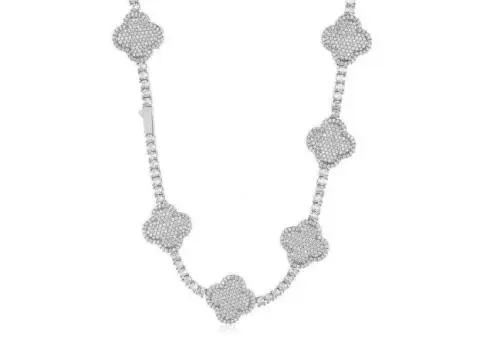 Men's Full Pavé Clover Chain Necklace in Shimmering Cubic Zirconia - 3/6