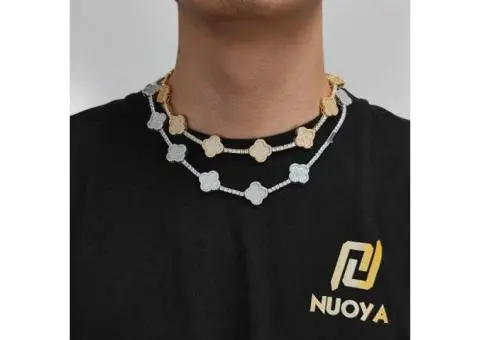 Men's Full Pavé Clover Chain Necklace in Shimmering Cubic Zirconia - 4/6