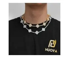 Men's Luxury Cubic Zirconia Full Pavé Clover Pendant Necklace