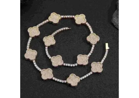 Men's Luxury Cubic Zirconia Full Pavé Clover Pendant Necklace - 6/6