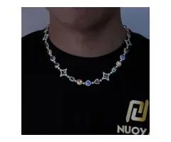 Rainbow Iced Cuban White Golden Necklaces Luxury Multi-CZ