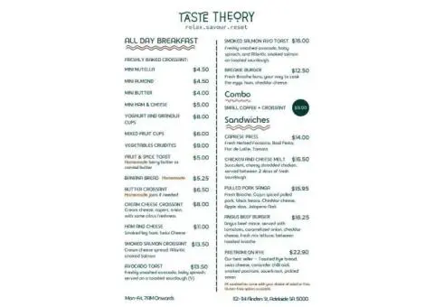 Modern Coffee Cafe in Adelaide – Explore Our Delicious Menu Cafe | Taste Theory
