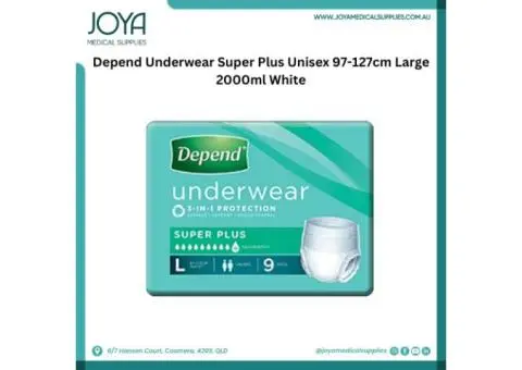 Depend Underwear Super Plus Unisex 97-127cm Large 2000ml White - Joya Medical Supplies