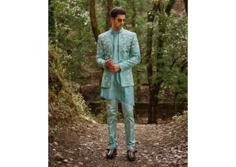 Blue Sherwani for Men That Captures Wedding Elegance