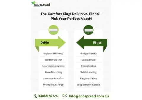 Daikin vs. Rinnai – Find Your Perfect Aircon Match with Ecospread Melbourne!