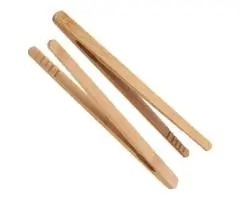 2Pcs 18Cm Wooden Food Clips Toast Salad Tongs Toaster Bacon Sugar Ice Tea Tong T