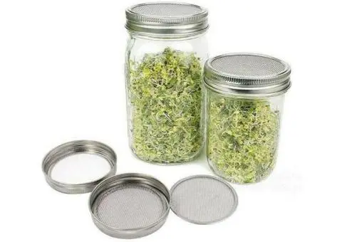 Seed Sprouting Lids Tools Strainer Screen Kits for Wide Mouth Mason Canning Jar, - 2/2