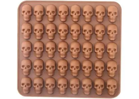 Coffee 40Cavity Skull Head Gummy Jelly Candy Silicone Mould Cake Icetray Chocola - 1/3
