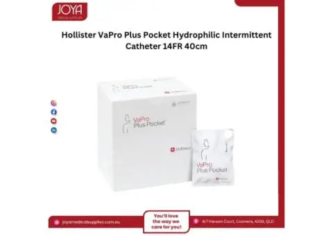 Hollister VaPro Plus Pocket Hydrophilic Intermittent Catheter 14FR 40cm - Joya Medical Supplies