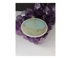 Jeweled Silver Pendant with Landscape Jasper