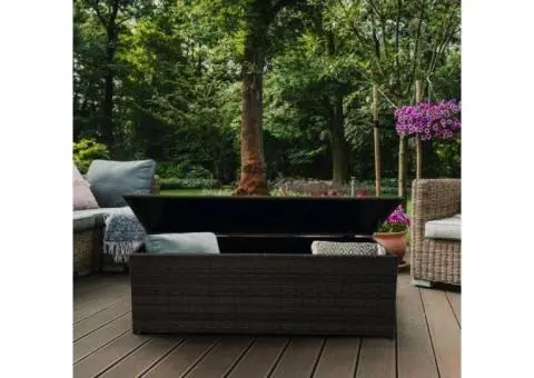 Arcadia Furniture Outdoor Rattan Storage Box – UV-Resistant Black | 122x60x60 cm