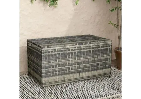 Grey 320L Outdoor PE Wicker Storage Box – Weatherproof Garden Chest
