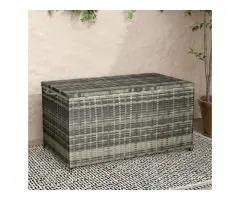 Grey 320L Outdoor PE Wicker Storage Box – Weatherproof Garden Chest