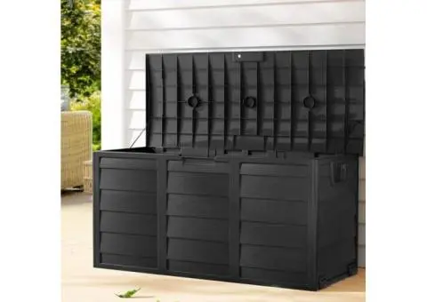 Gardeon 290L Outdoor Storage Box – Lockable Garden & Deck Organizer – All Black