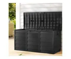 Gardeon 290L Outdoor Storage Box – Lockable Garden & Deck Organizer – All Black