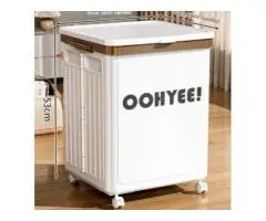 White Large Foldable Storage Box with Lid & Wheels – Heavy Duty Collapsible Organizer
