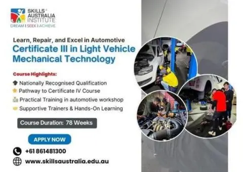 Upgrade Skills with Cert 3 Light Vehicle Mechanic Course