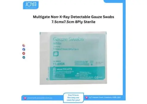 Multigate Non-X-Ray Detectable Gauze Swabs 7.5cmx7.5cm 8Ply Sterile - Joya Medical Supplies