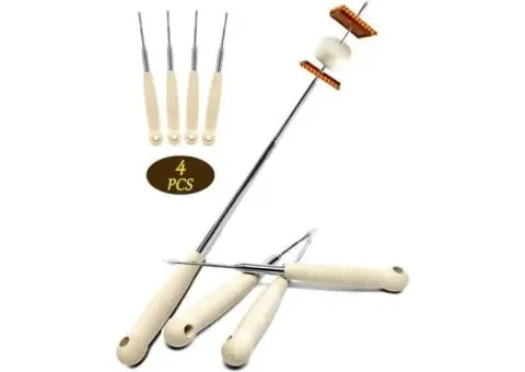 4 Pcs 32 Inch Marshmallow Roasting Sticks - Stainless Steel Smores Sticks for Fi