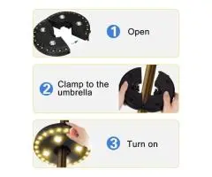 Warm White Patio Umbrella Light 3 Brightness Modes Cordless 28 LED Lights at 200