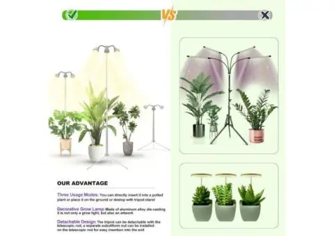 Grow Lights for Indoor Plants Full Spectrum with Detachable Tripod Stand, 10-55 - 1/4