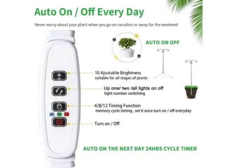 Grow Lights for Indoor Plants Full Spectrum with Detachable Tripod Stand, 10-55 - 3/4