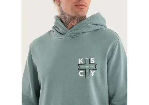 Zappa Dual Curved Hoodie Pigment Green | KSCY - 1/4