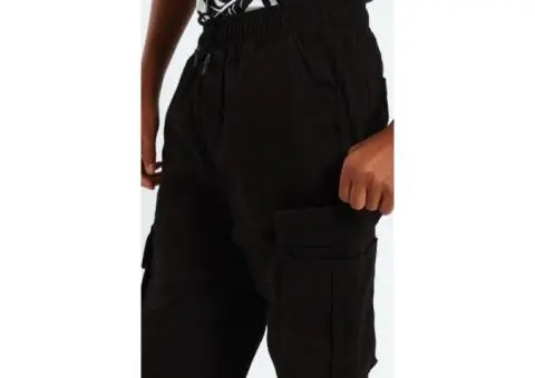 Boys Cargo Jogger Pants - Black - 1/5