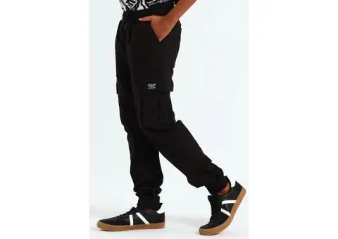 Boys Cargo Jogger Pants - Black - 5/5