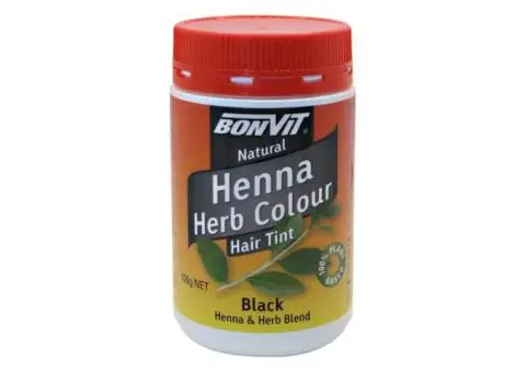 Bonvit Natural Henna Herb Colour Hair Tint Powder Black — Pure Herbal Colour for Strong, Shiny Hair