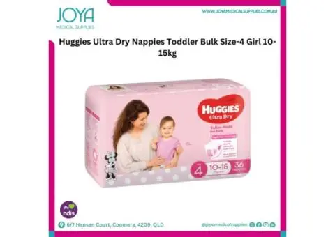 Huggies Ultra Dry Nappies Toddler Bulk Size-4 Girl 10-15kg - Joya Medical Supplies