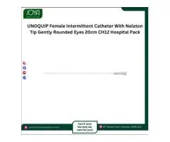 UNOQUIP Female Intermittent Catheter With Nelaton Tip Gently Rounded Eyes 20cm CH12 Hospital Pack