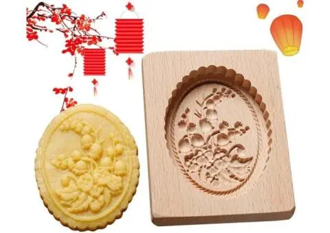 Wooden Cookie Molds - Cookies Stamp Mold Cutter - Molds for Baking, Craft Decoration - 1/6