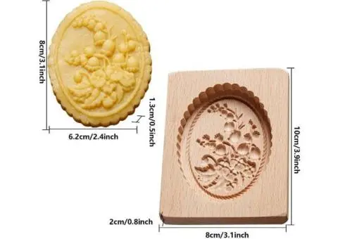 Wooden Cookie Molds - Cookies Stamp Mold Cutter - Molds for Baking, Craft Decoration - 3/6