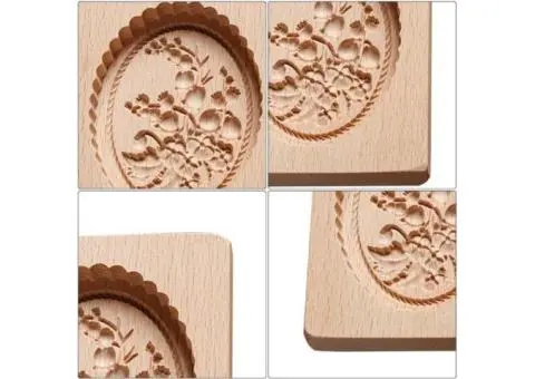 Wooden Cookie Molds - Cookies Stamp Mold Cutter - Molds for Baking, Craft Decoration - 5/6