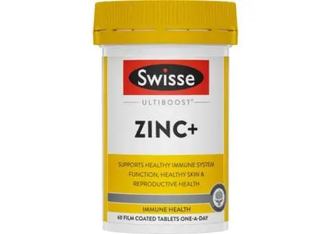 Swisse Zinc+ Immune Health 60 Tablets — Daily Support for Immunity, Skin & Healing