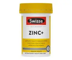 Swisse Zinc+ Immune Health 60 Tablets — Daily Support for Immunity, Skin & Healing