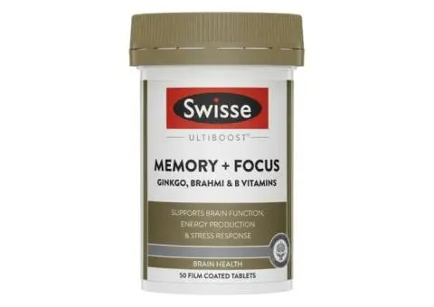Swisse Ultiboost Memory + Focus with Ginkgo, Brahmi & B Vitamins for Daily Cognitive Support