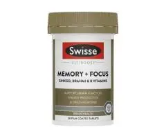 Swisse Ultiboost Memory + Focus with Ginkgo, Brahmi & B Vitamins for Daily Cognitive Support