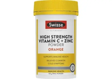Swisse High Strength Vitamin C + Zinc Orange Powder for Daily Immune Protection