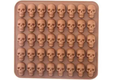 Coffee 40Cavity Skull Head Gummy Jelly Candy Silicone Mould Cake Icetray Chocola - 1/4