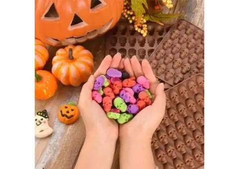 Coffee 40Cavity Skull Head Gummy Jelly Candy Silicone Mould Cake Icetray Chocola - 3/4