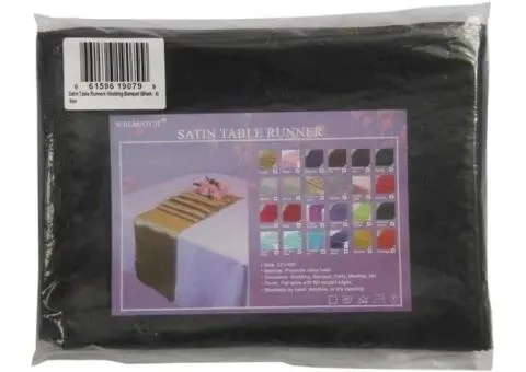 Black Satin Table Runners Wedding Party - 5 Pcs Banquet Event Decoration 12 X 10 - 3/3