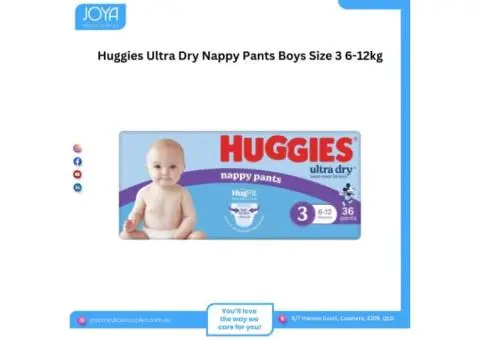 Huggies Ultra Dry Nappy Pants Boys Size 3 6-12kg - Joya Medical Supplies