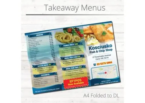 Takeaway Menus Printing That Includes Everything You Need