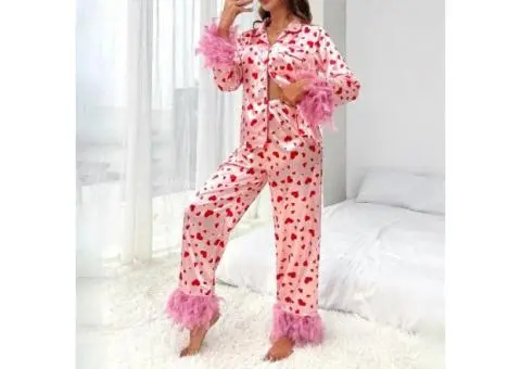 Feather Trim Pajamas