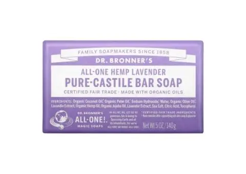 Dr. Bronner’s Pure-Castile Lavender Bar Soap — Organic, Gentle & Comforting